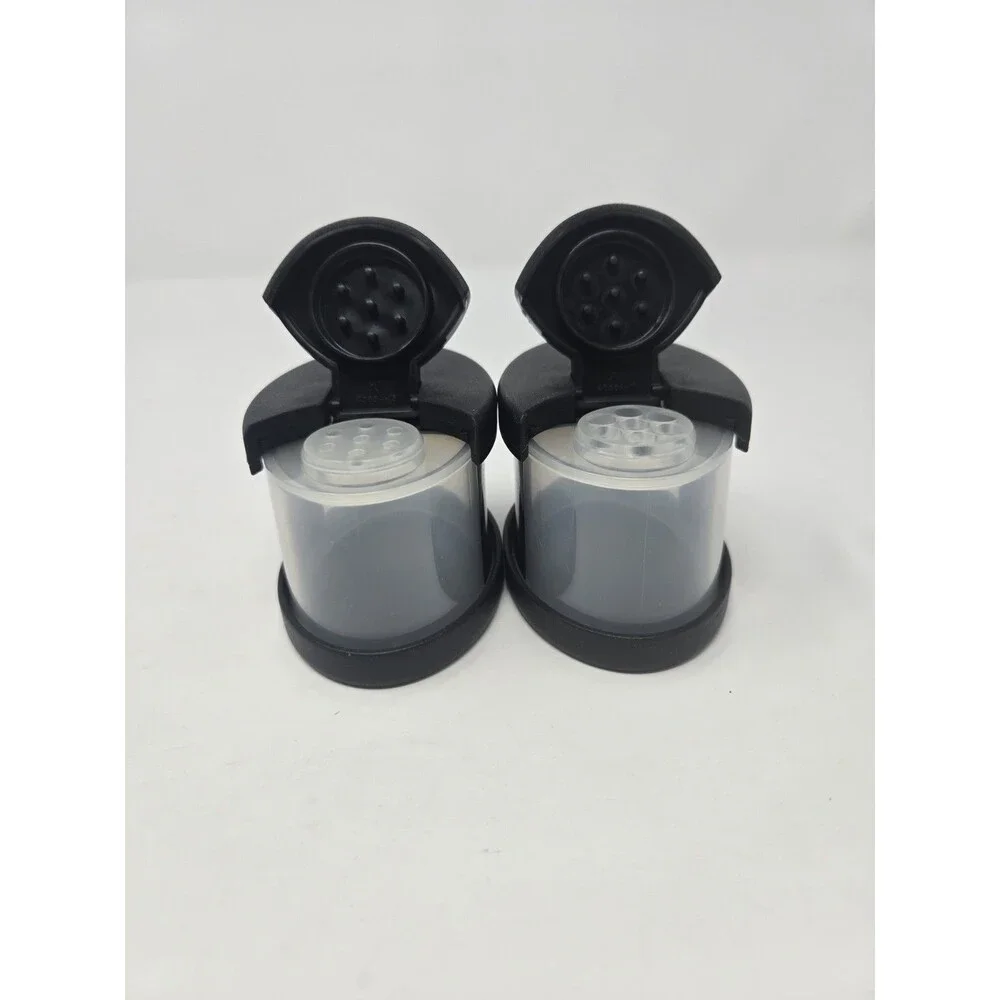 TUPPERWARE FOOD STORAGE BUNDLE SALT PEPPER SPICE CONTAINER BLACK SET OF 5 SHAKER
